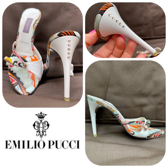 Auc Emilio Pucci vintage crystals embellished heel sandals - Picture 1 of 11
